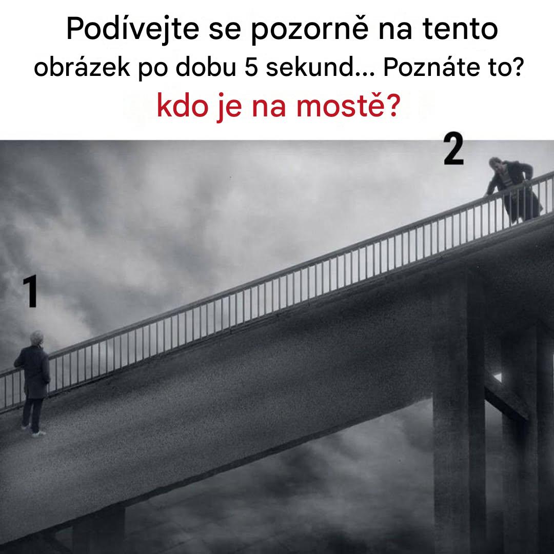 Vizuální výzva: na lávce je ve skutečnosti pouze jeden protagonista
