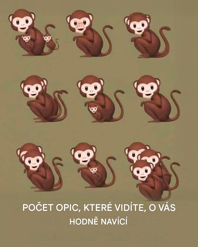 Co váš pohled na tento obrázek opic prozrazuje o vaší osobnosti