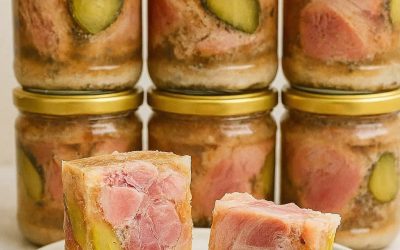 Recept na masovou terinu ve sklenicích s okurkou v aspiku**