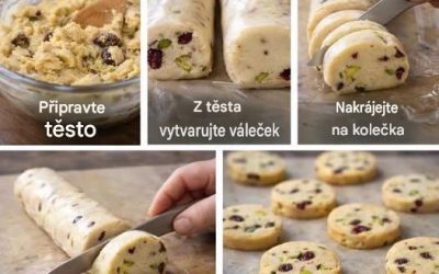 Příprava pistáciových a brusinkových sušenek